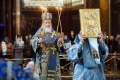 В праздник Сретения Господня Святейший Патриарх Кирилл совершил Литургию в Храме Христа Спасителя в Москве